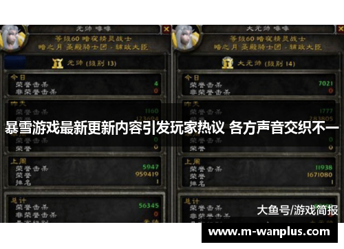 暴雪游戏最新更新内容引发玩家热议 各方声音交织不一